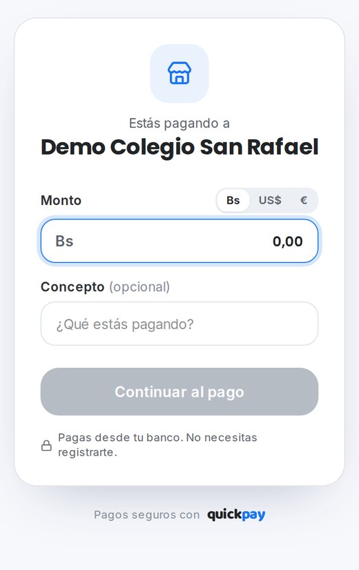 Página de pago de QuickPay en el teléfono