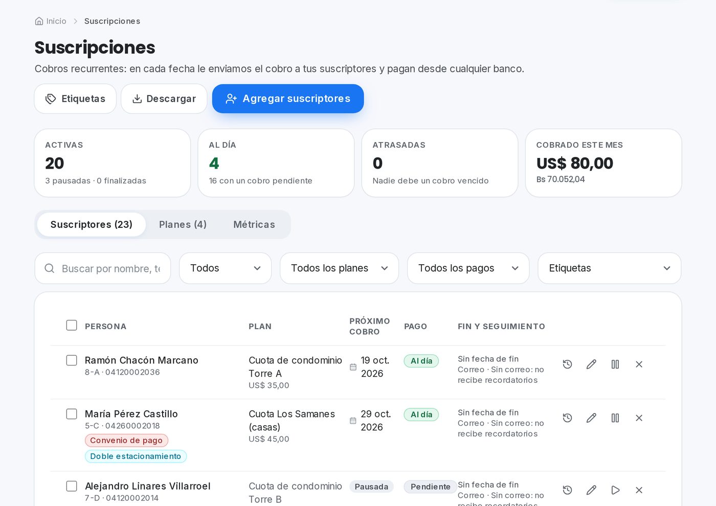 Cuota mensual en el portal de QuickPay para condominios