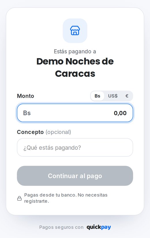 Página de pago de QuickPay en el teléfono