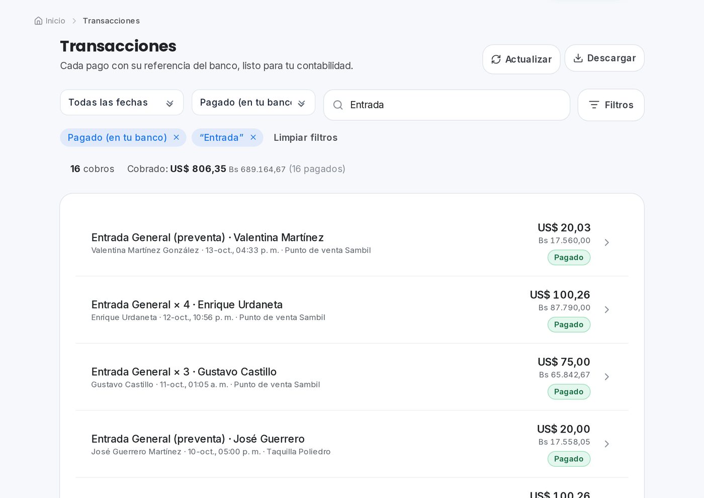 Ventas en el portal de QuickPay para eventos y espectáculos