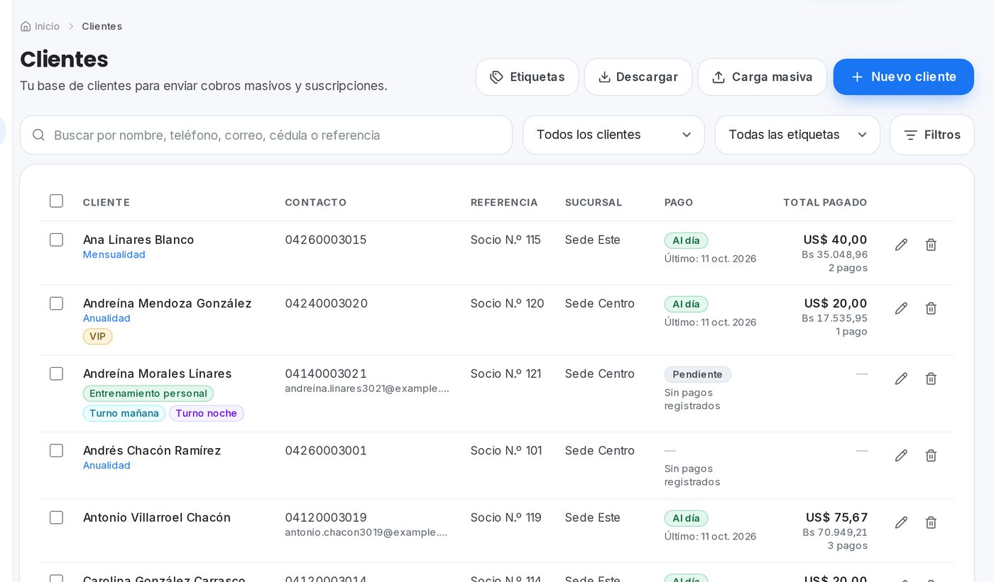 Socios en el portal de QuickPay para gimnasios y clubes