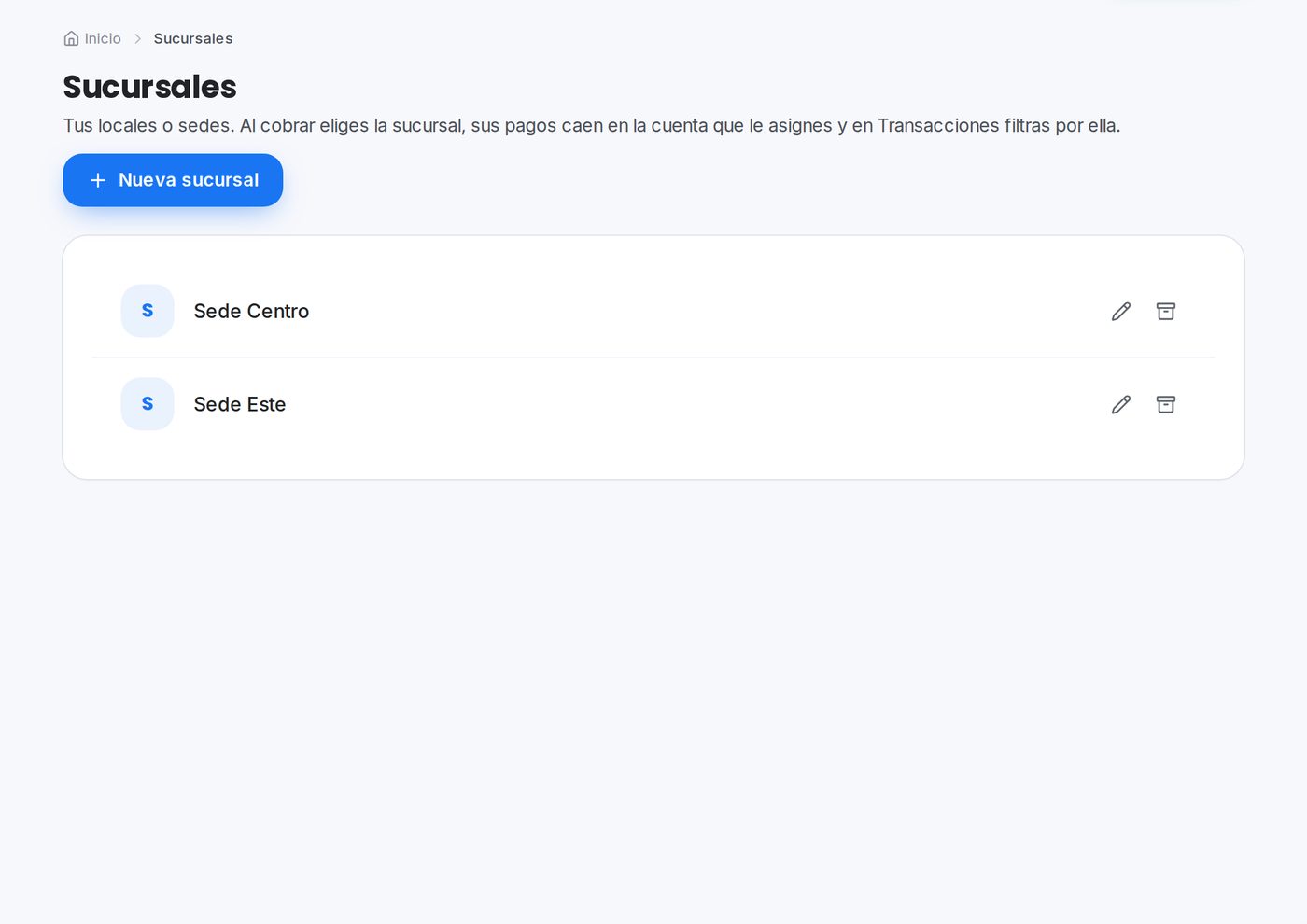 Sedes en el portal de QuickPay para gimnasios y clubes