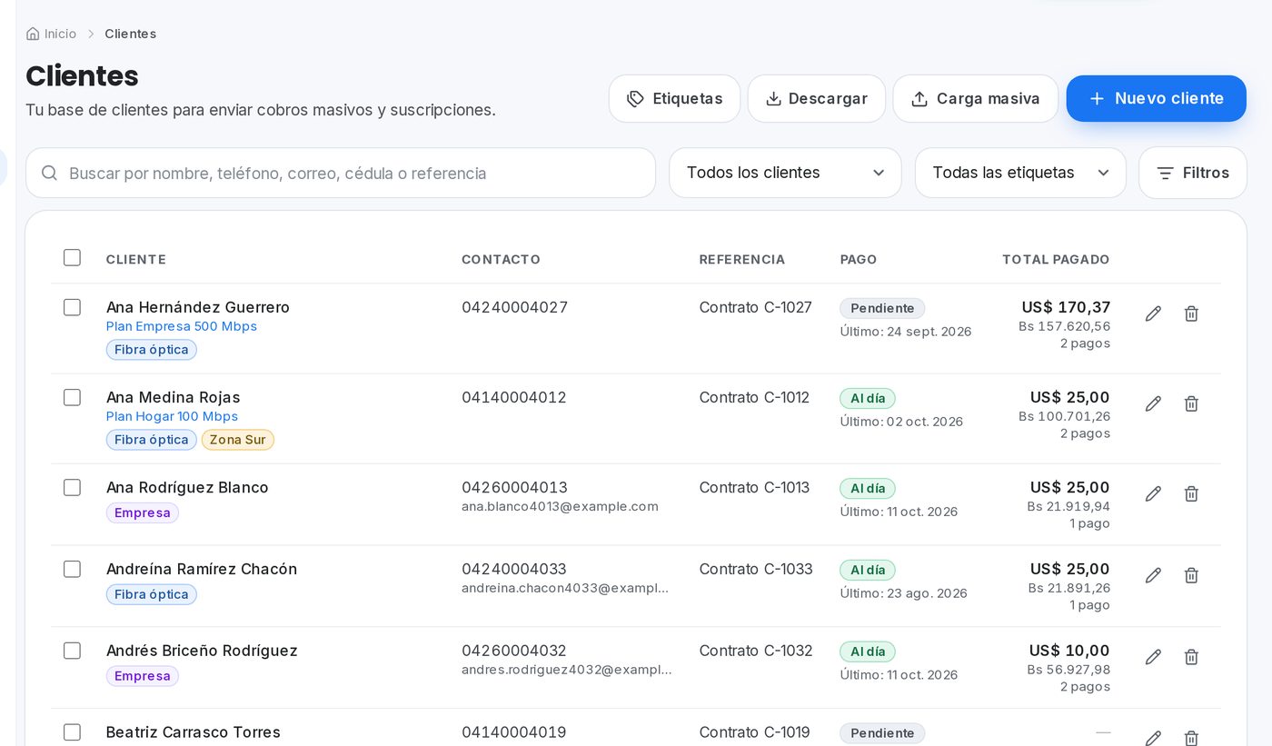 Clientes en el portal de QuickPay para proveedores de internet