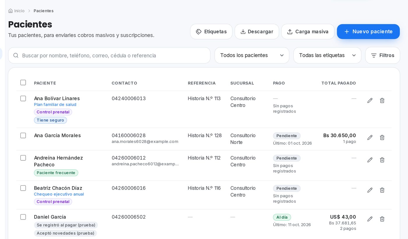 Pacientes en el portal de QuickPay para clínicas y consultorios